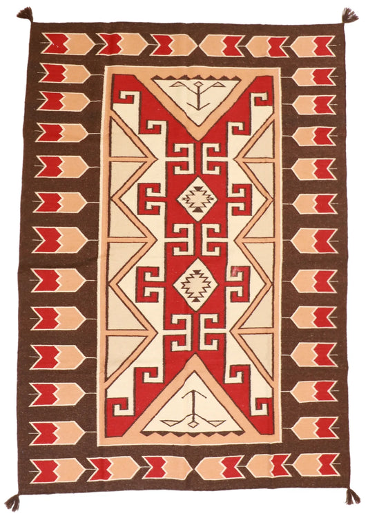 6.3 x 8.11 - Navajo Fine/Wool Geometric Rectangle - Finest Hand-Made Quality Wool — 58504