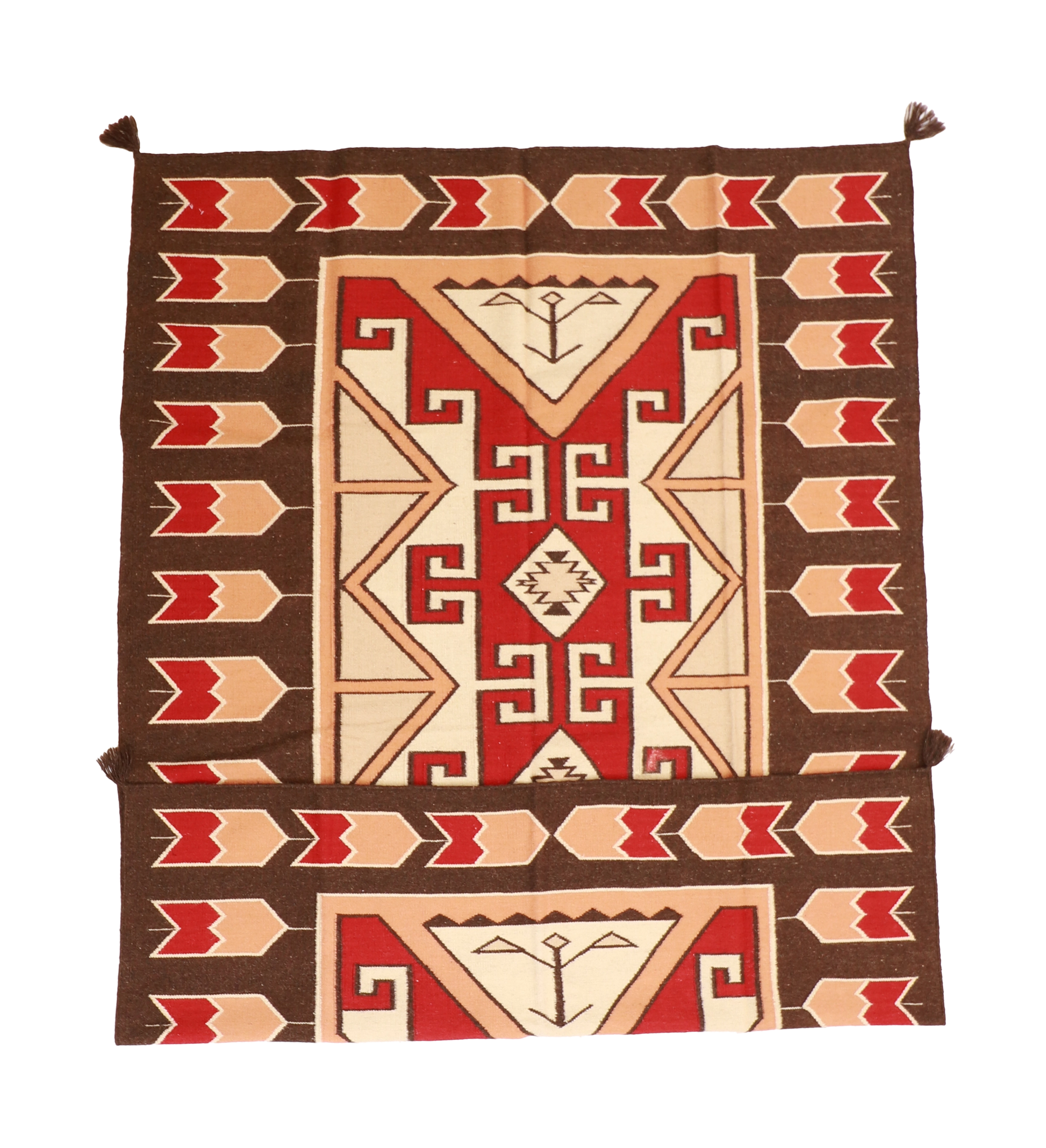 W 6.3 L 8.11 Navajo 100% Wool Hand-Woven Geometric Design - 58504