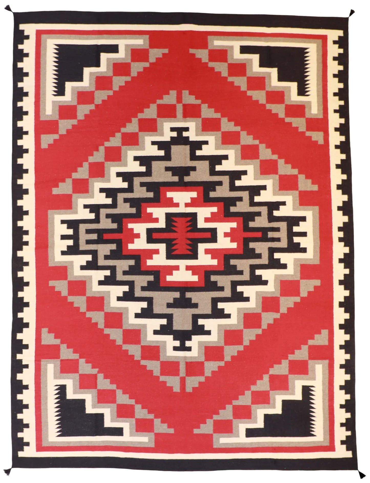 10.3 x 13.1 - Navajo Fine/Wool Geometric Rectangle - Finest Hand-Knotted Quality Wool — 58533