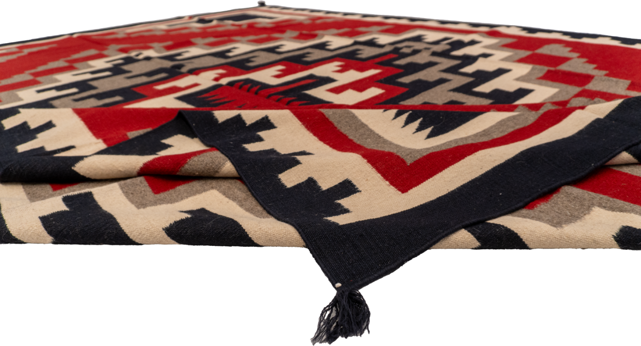 W 10.3 L 13.1 Navajo 100% Wool Hand-Woven Geometric Design - 58533