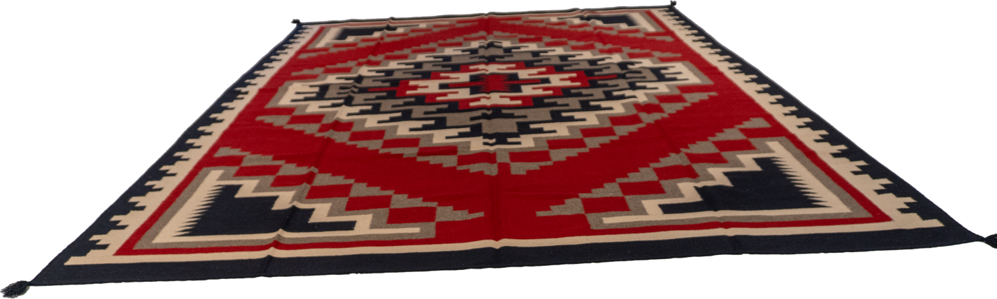 W 10.3 L 13.1 Navajo 100% Wool Hand-Woven Geometric Design - 58533