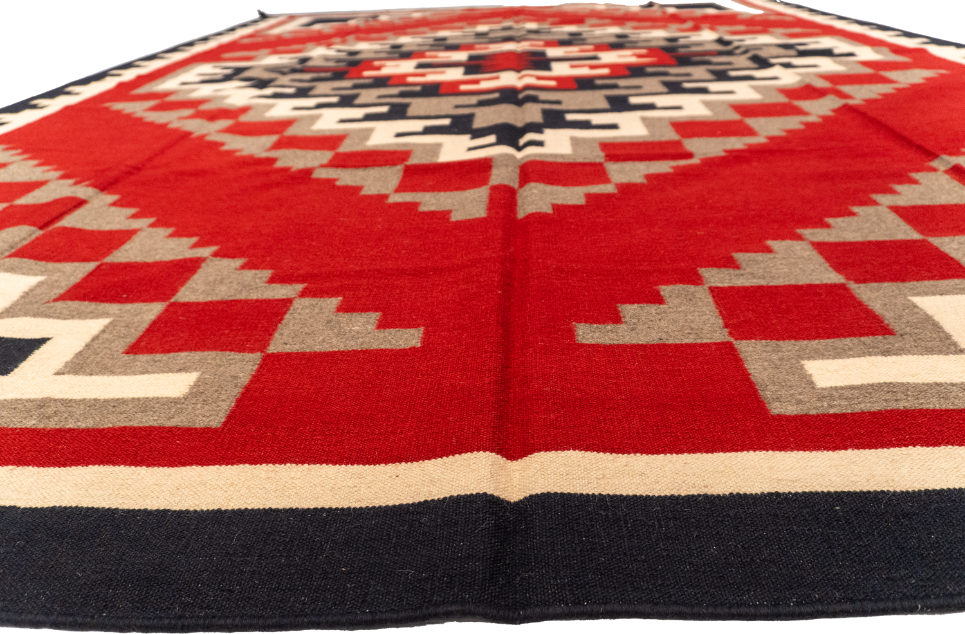 W 10.3 L 13.1 Navajo 100% Wool Hand-Woven Geometric Design - 58533
