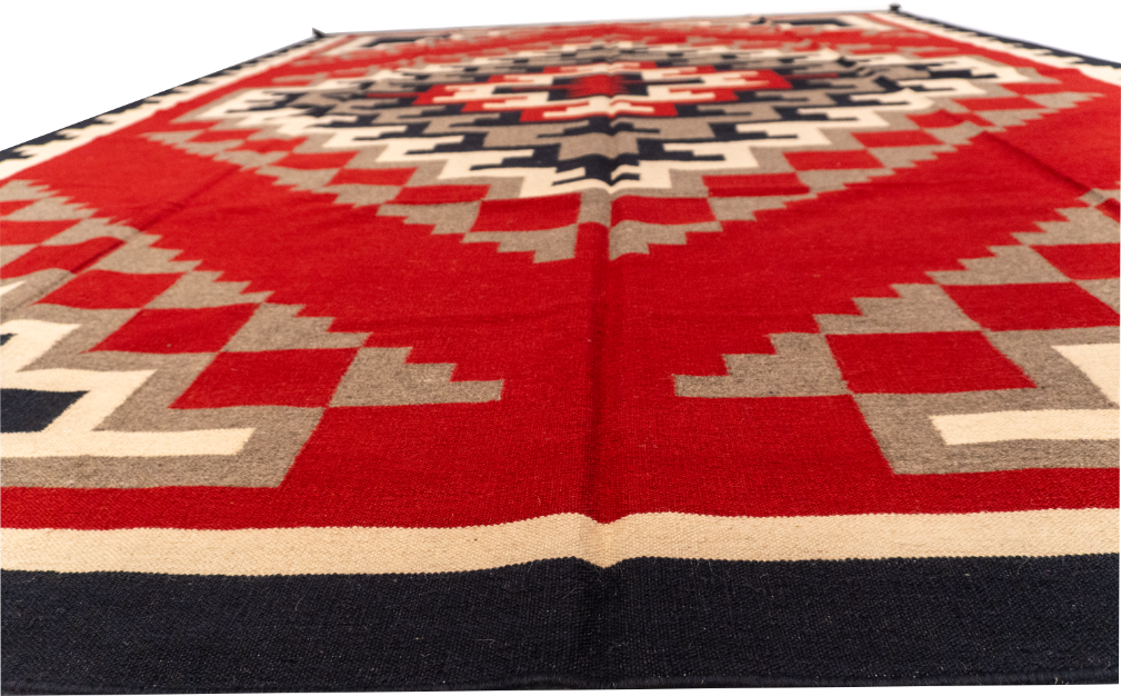 W 10.3 L 13.1 Navajo 100% Wool Hand-Woven Geometric Design - 58533