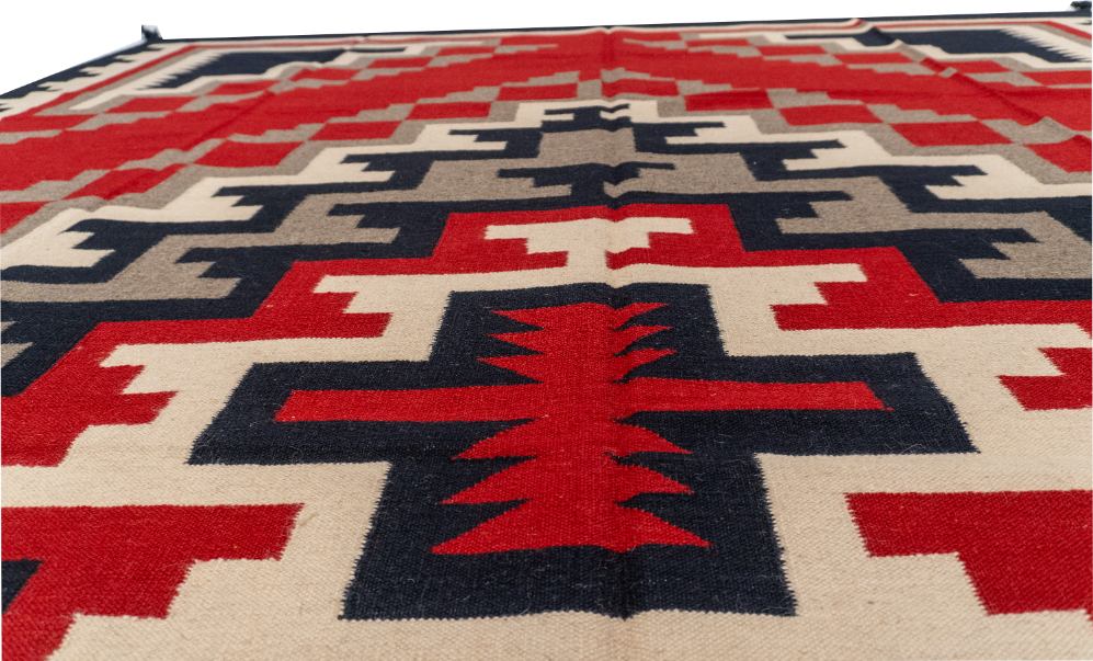 W 10.3 L 13.1 Navajo 100% Wool Hand-Woven Geometric Design - 58533