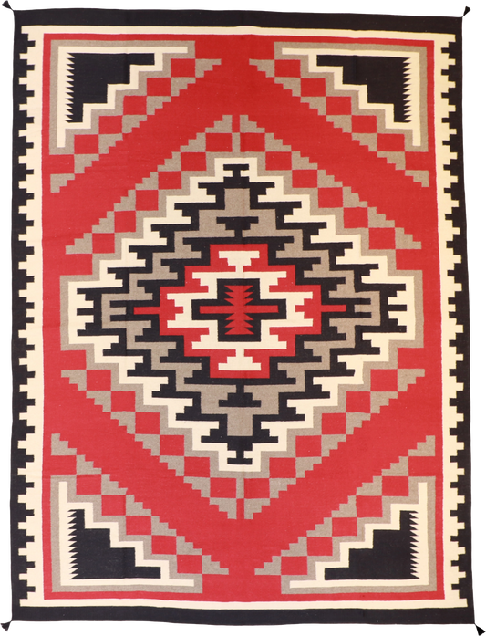 W 10.3 L 13.1 Kilim 100% Wool Hand-Woven Navajo Design - 58533
