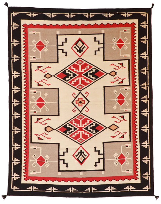 9.1 x 12 - Navajo Fine/Wool Geometric Rectangle - Finest Hand-Made Quality Wool — 58536