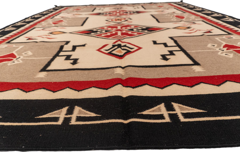 W 9.1 - L 12 - Navajo Fine/Wool Geometric Rectangle - Finest Hand-Made Quality Wool - 58536