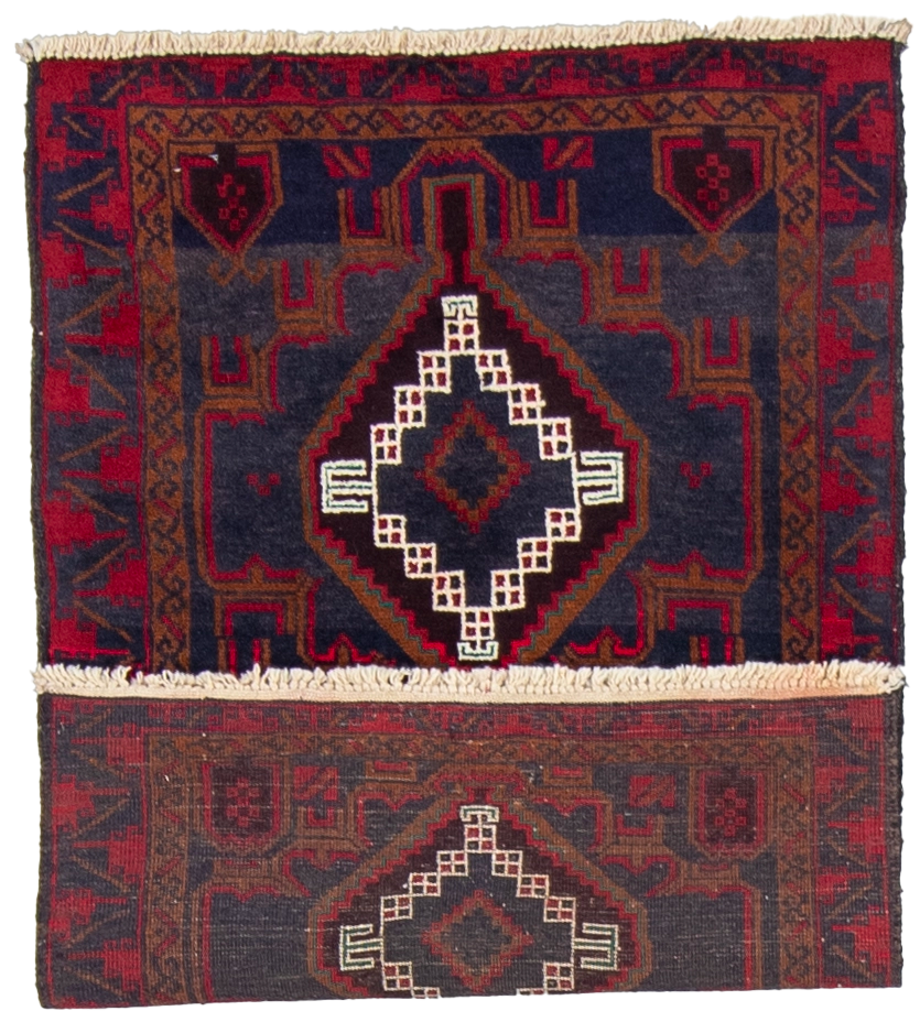 W 3 L 4.3 Baluch 100% Wool Hand-Woven Geometric Design - 58576