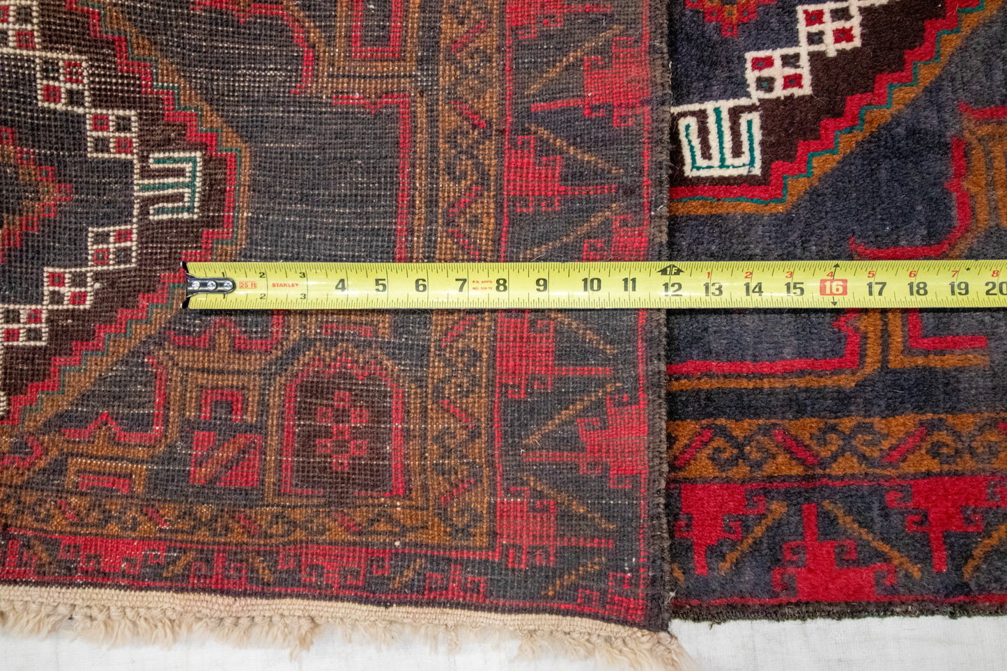 W 3 L 4.3 Baluch 100% Wool Hand-Woven Geometric Design - 58576