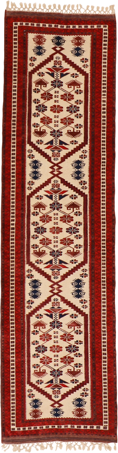 W 2.7 L 9.1 Kazak Runner 100% Wool Hand-Woven Rug - 58647