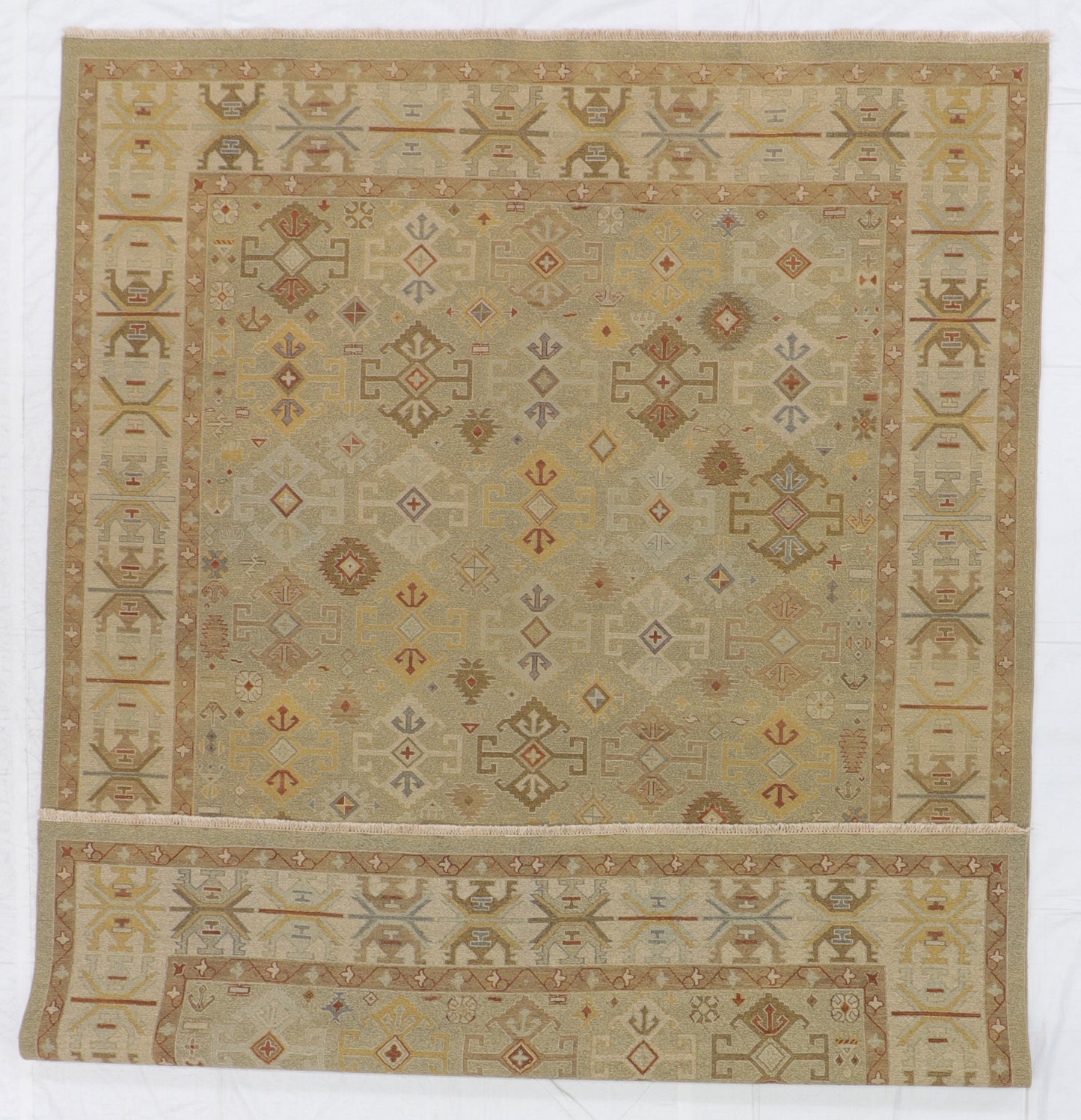 W 9 L 12 Mahal Reversible 100% Wool Hand-Woven All-Over Design - 58652