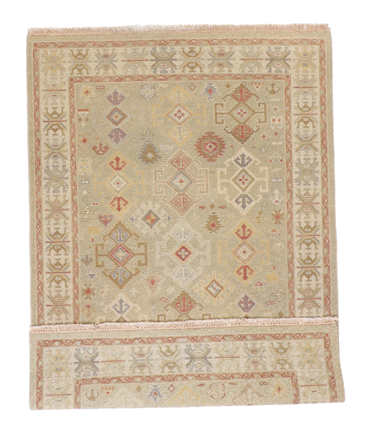 W 4.1 - L 6 Mahal Sumak 100% Wool Hand-Woven Rug - 58674