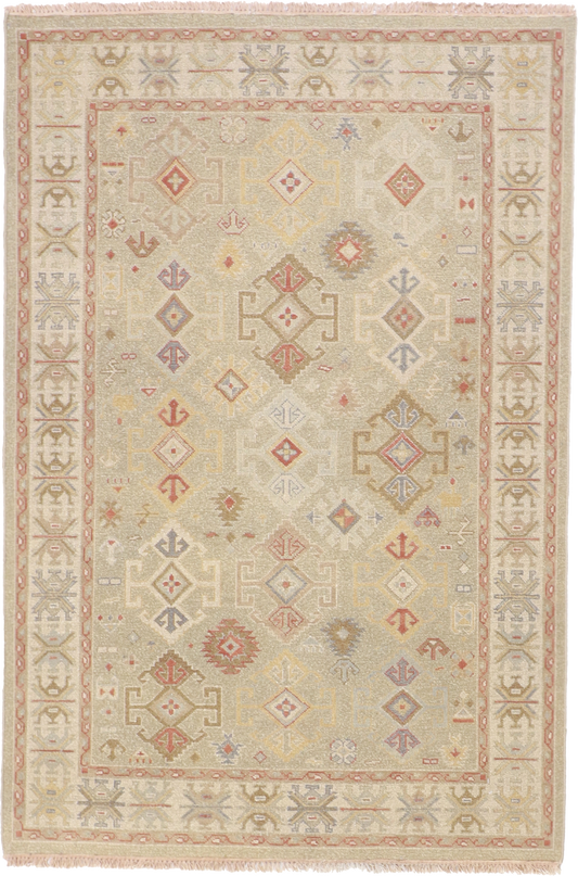W 4.1 - L 6 Mahal Sumak 100% Wool Hand-Woven Rug - 58674