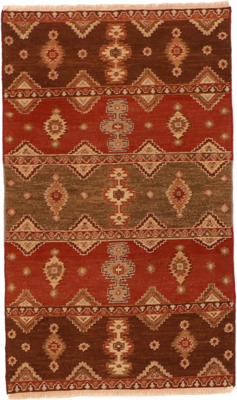 W 3 - L 5 Mahal 100% Wool Hand-Woven All-Over Design Rug- 58695