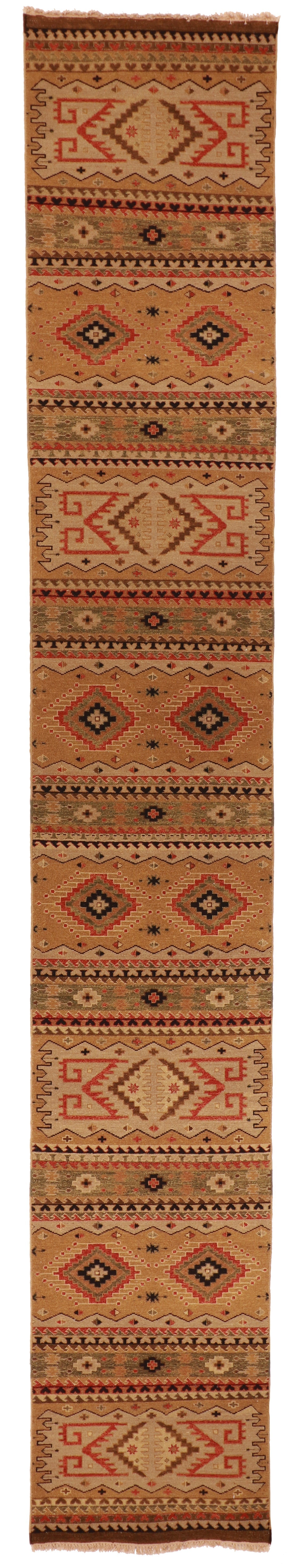 W 2.6 L 15.6 Heriz Runner 100% Wool Hand-Woven All-Over Design - 58717