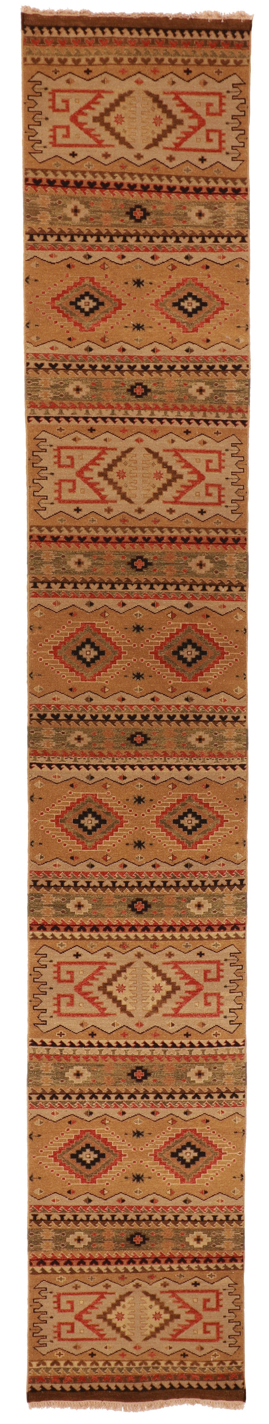 W 2.6 L 15.6 Heriz Runner 100% Wool Hand-Woven All-Over Design - 58717