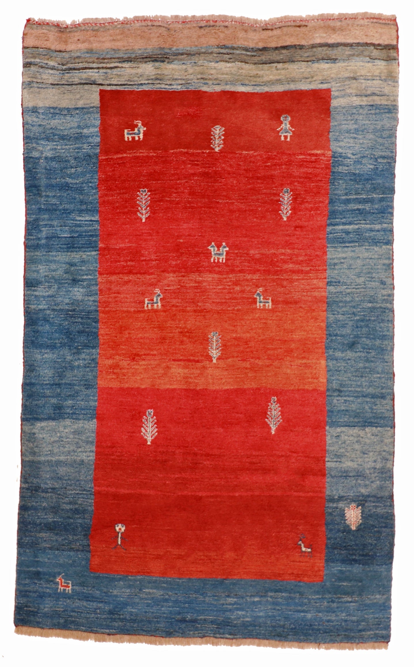 W 6.3 L 10.5 Gabbeh 100% Wool Hand-Woven All-Over Design - 58728