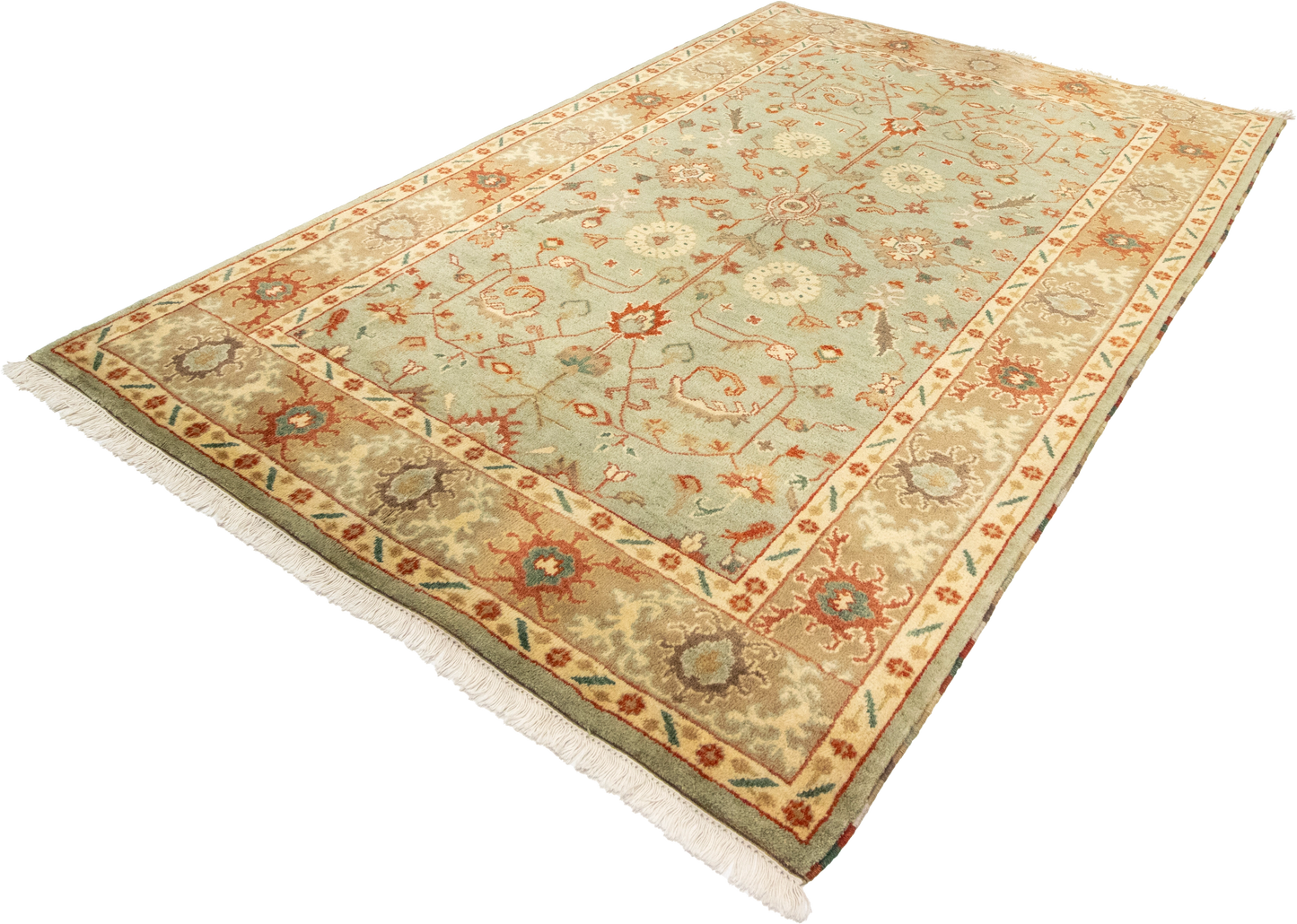 W 6.2 L 9 Ziegler 100% Wool Hand-Woven All-Over Design - 58729