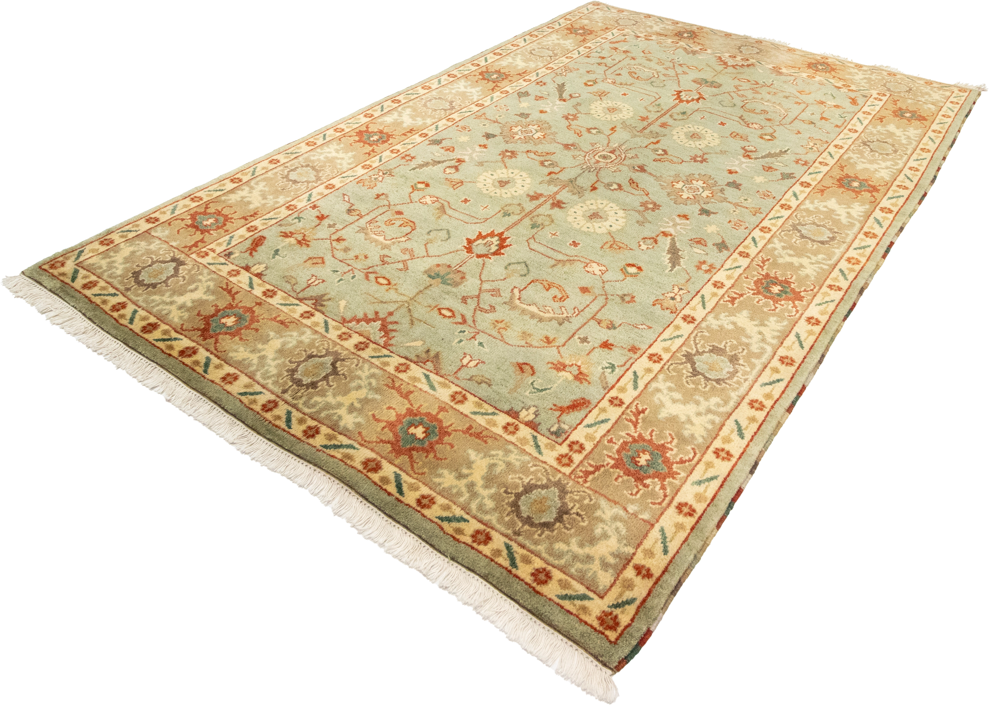 W 6.2 L 9 Ziegler 100% Wool Hand-Woven All-Over Design - 58729
