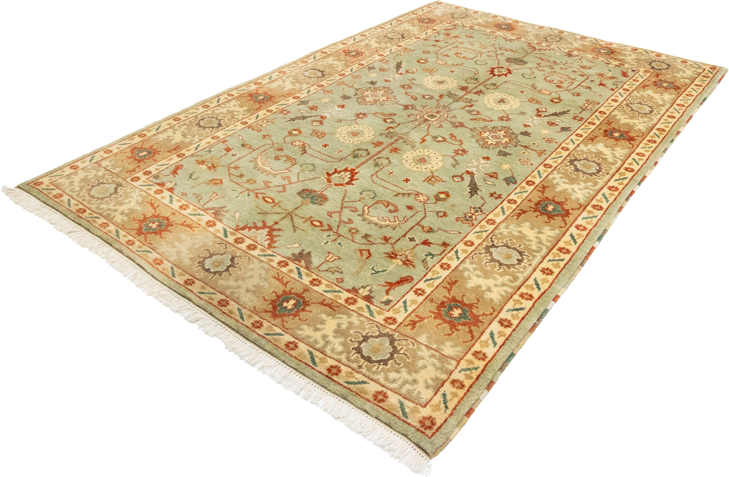 W 6.2 L 9 Ziegler 100% Wool Hand-Woven All-Over Design - 58729