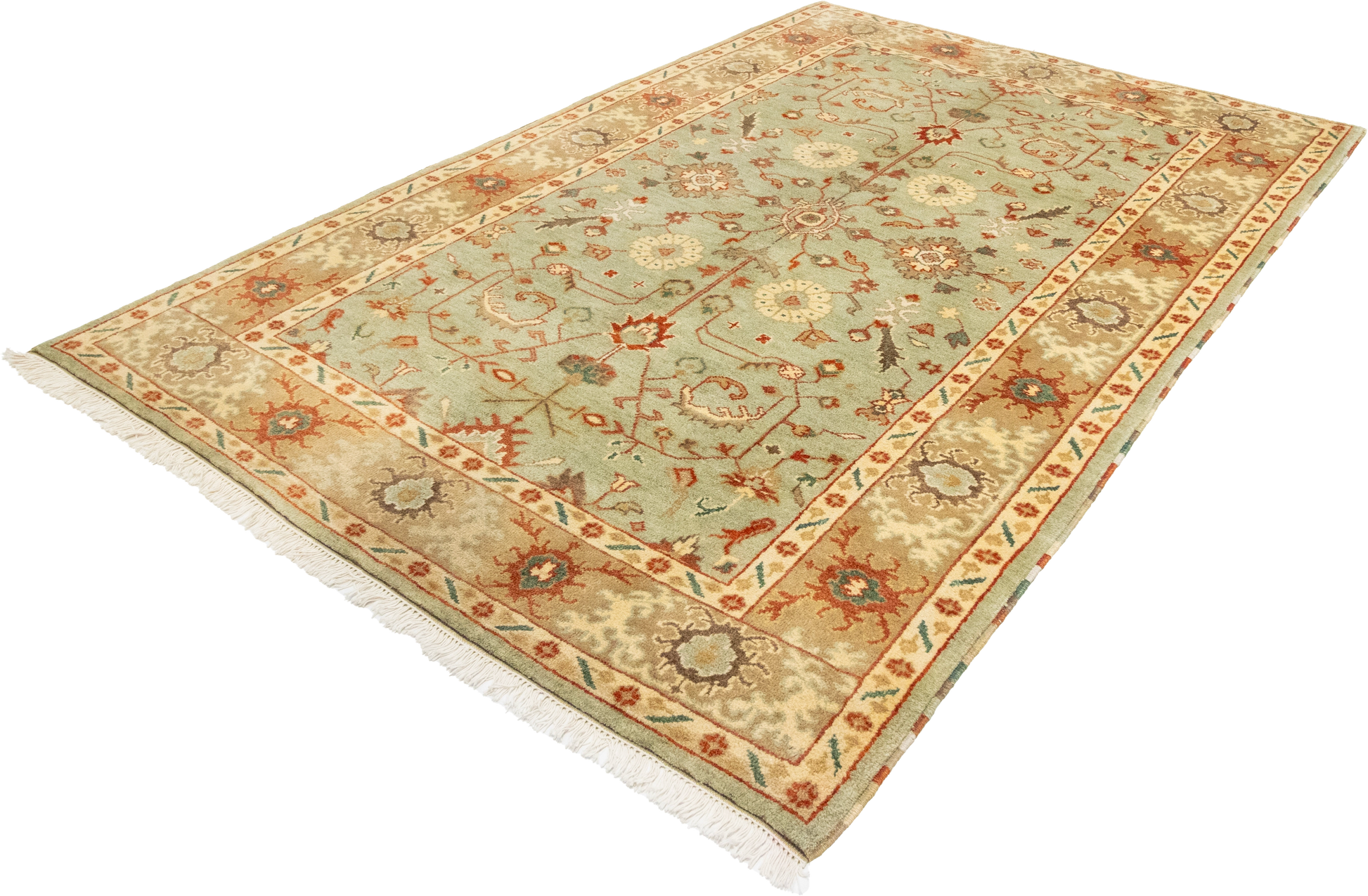 W 6.2 L 9 Ziegler 100% Wool Hand-Woven All-Over Design - 58729