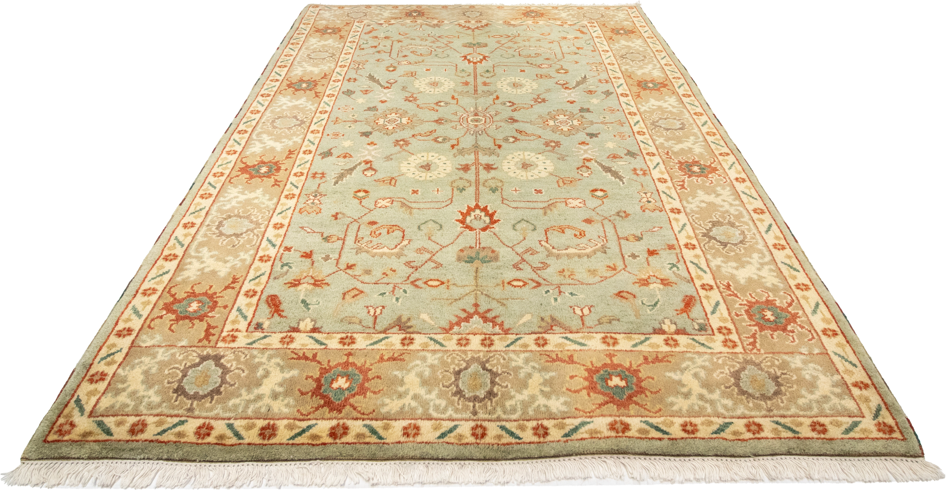 W 6.2 L 9 Ziegler 100% Wool Hand-Woven All-Over Design - 58729