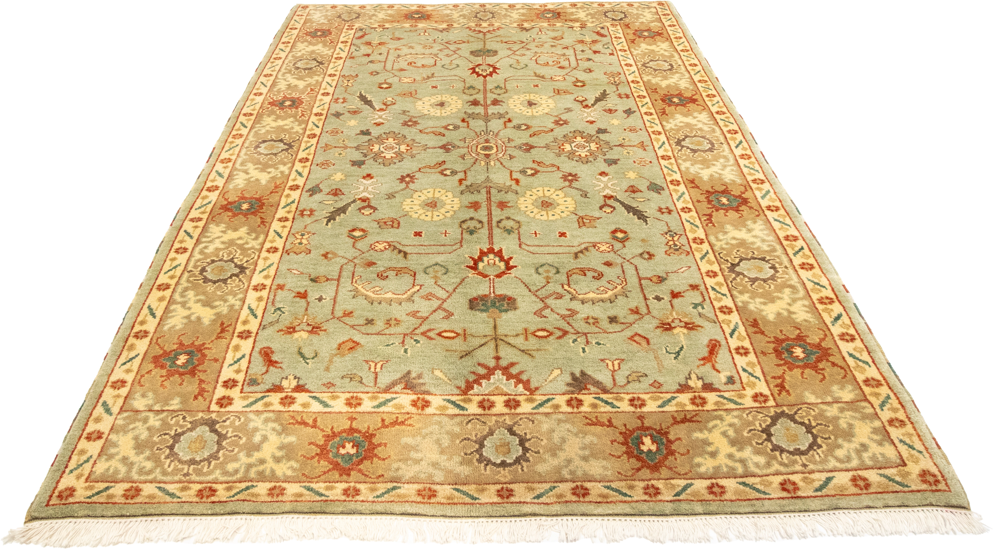 W 6.2 L 9 Ziegler 100% Wool Hand-Woven All-Over Design - 58729