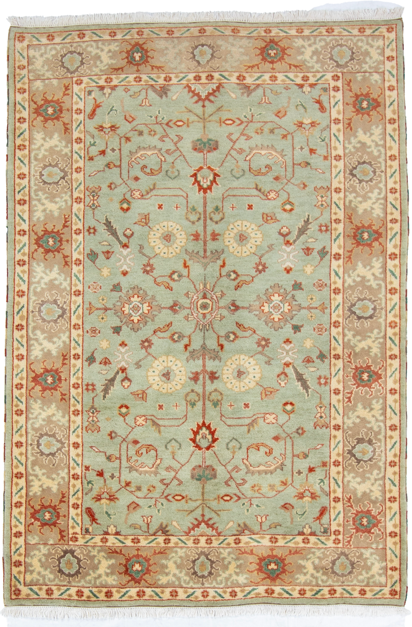 W 6.2 L 9 Ziegler 100% Wool Hand-Woven All-Over Design - 58729