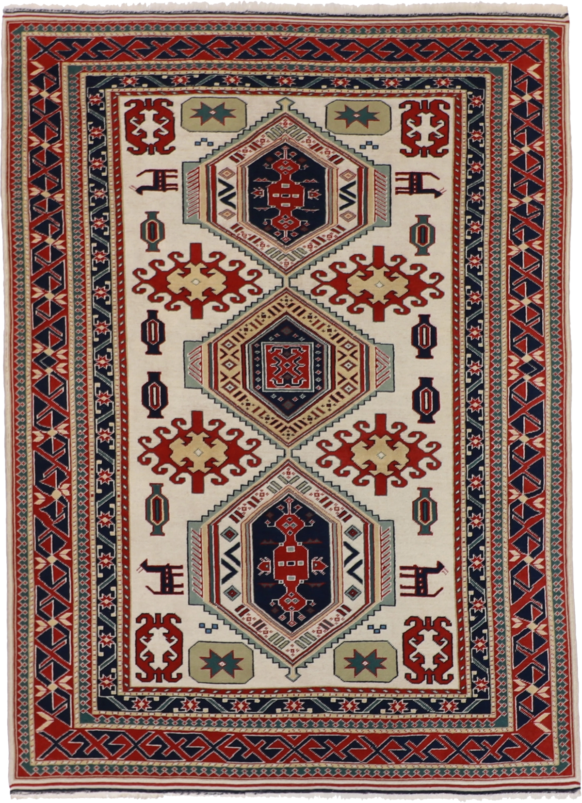 W 6.11 L 9.8 Heriz 100% Wool Hand-Woven All-Over Design - 58731