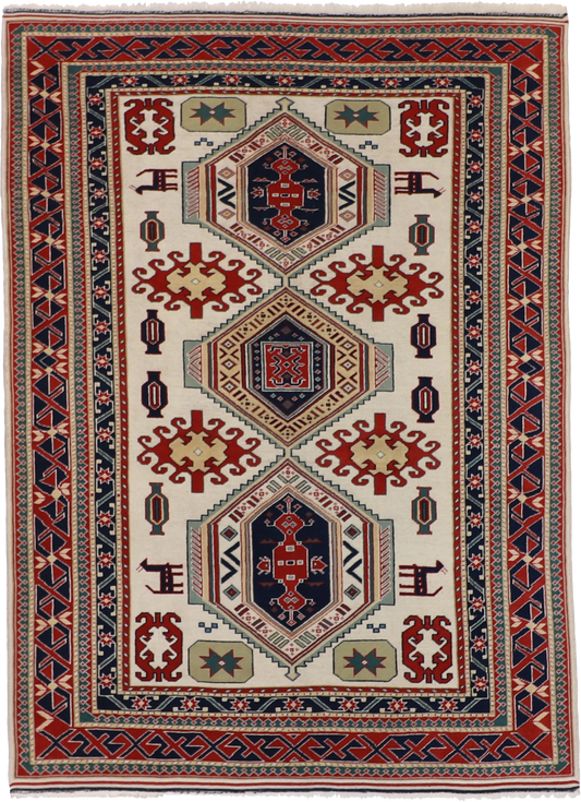 W 6.11 L 9.8 Heriz 100% Wool Hand-Woven All-Over Design - 58731