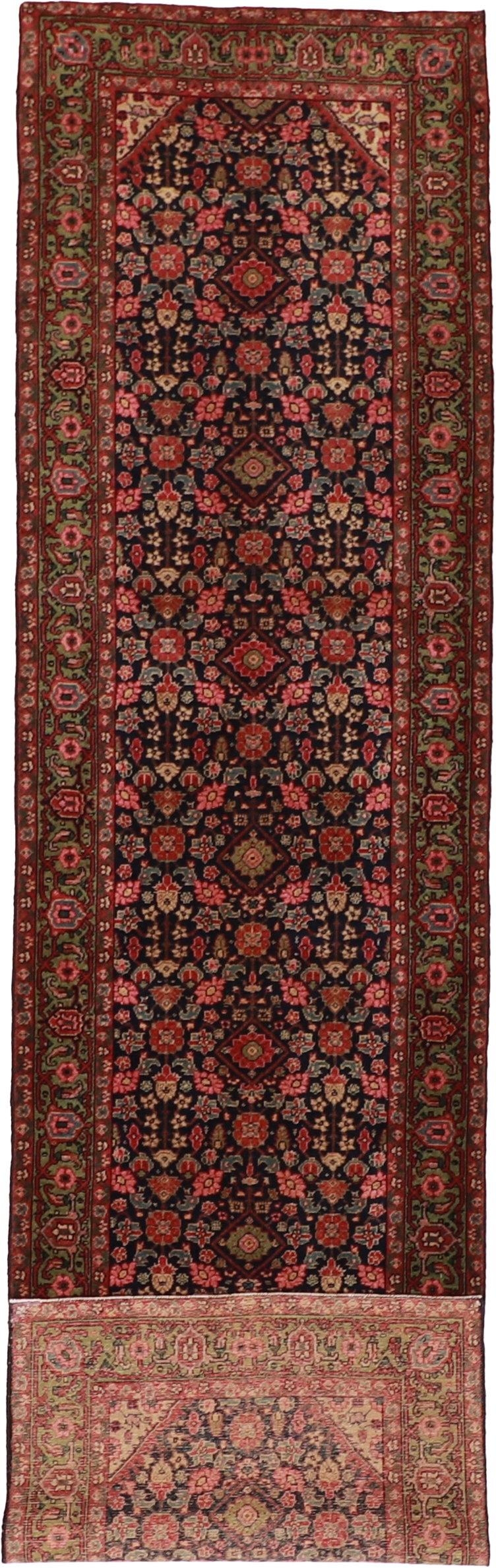 W 3.1 L 12 Malayer Antique Runner 100% Wool Hand-Woven All-Over Design - 58733