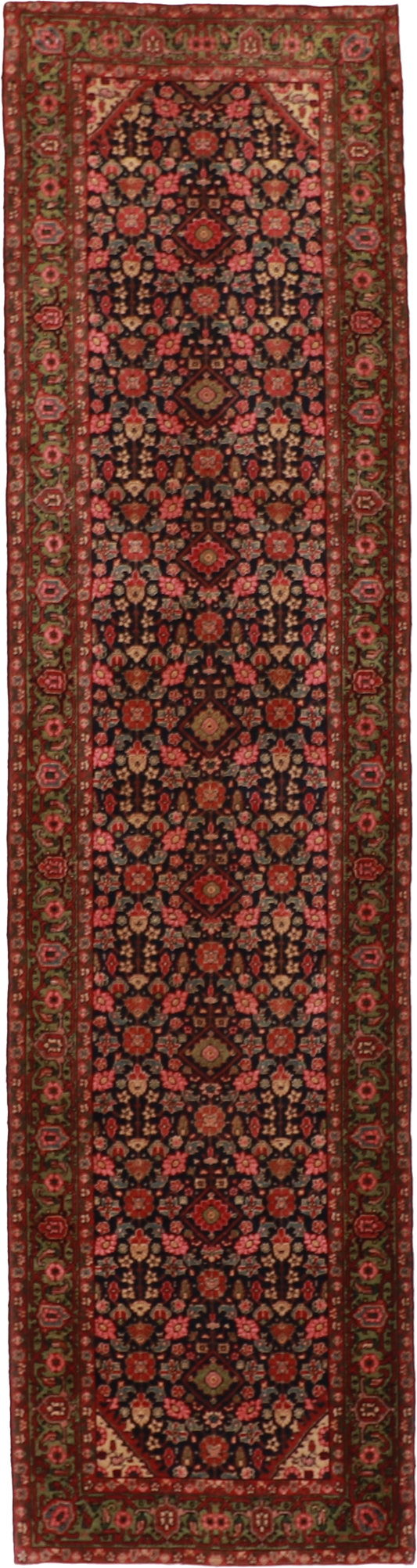 W 3.1 L 12 Malayer Antique Runner 100% Wool Hand-Woven All-Over Design - 58733