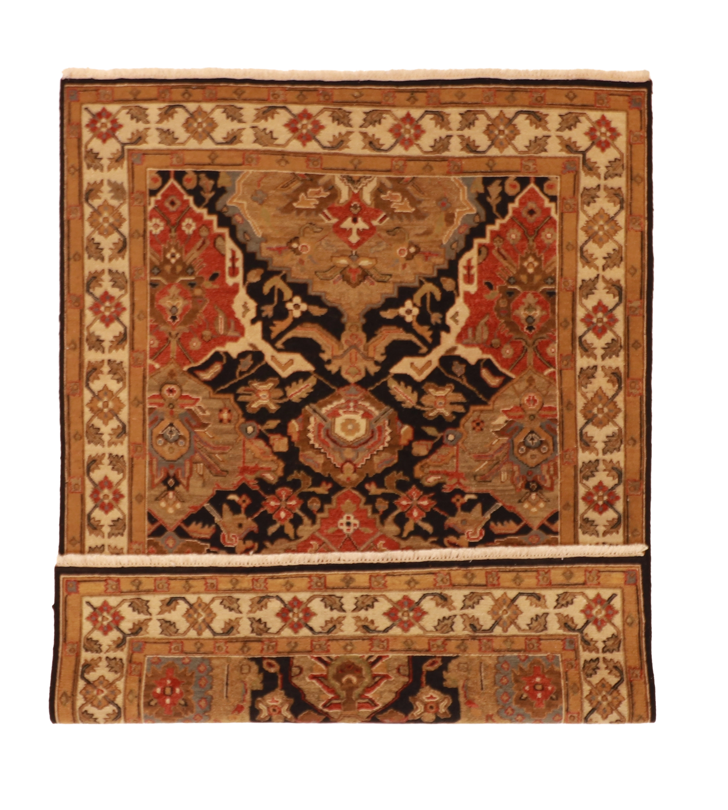 W 4.10 L 6.9 Heriz 100% Wool Hand-Woven Geometric Design - 58747