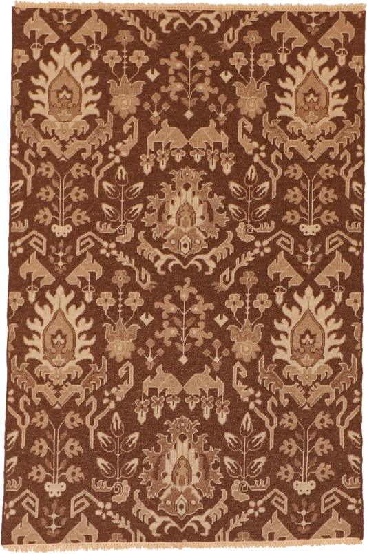 W 4 L 6 Tabriz Sumak 100% Wool Hand-Woven All-Over Design - 58750