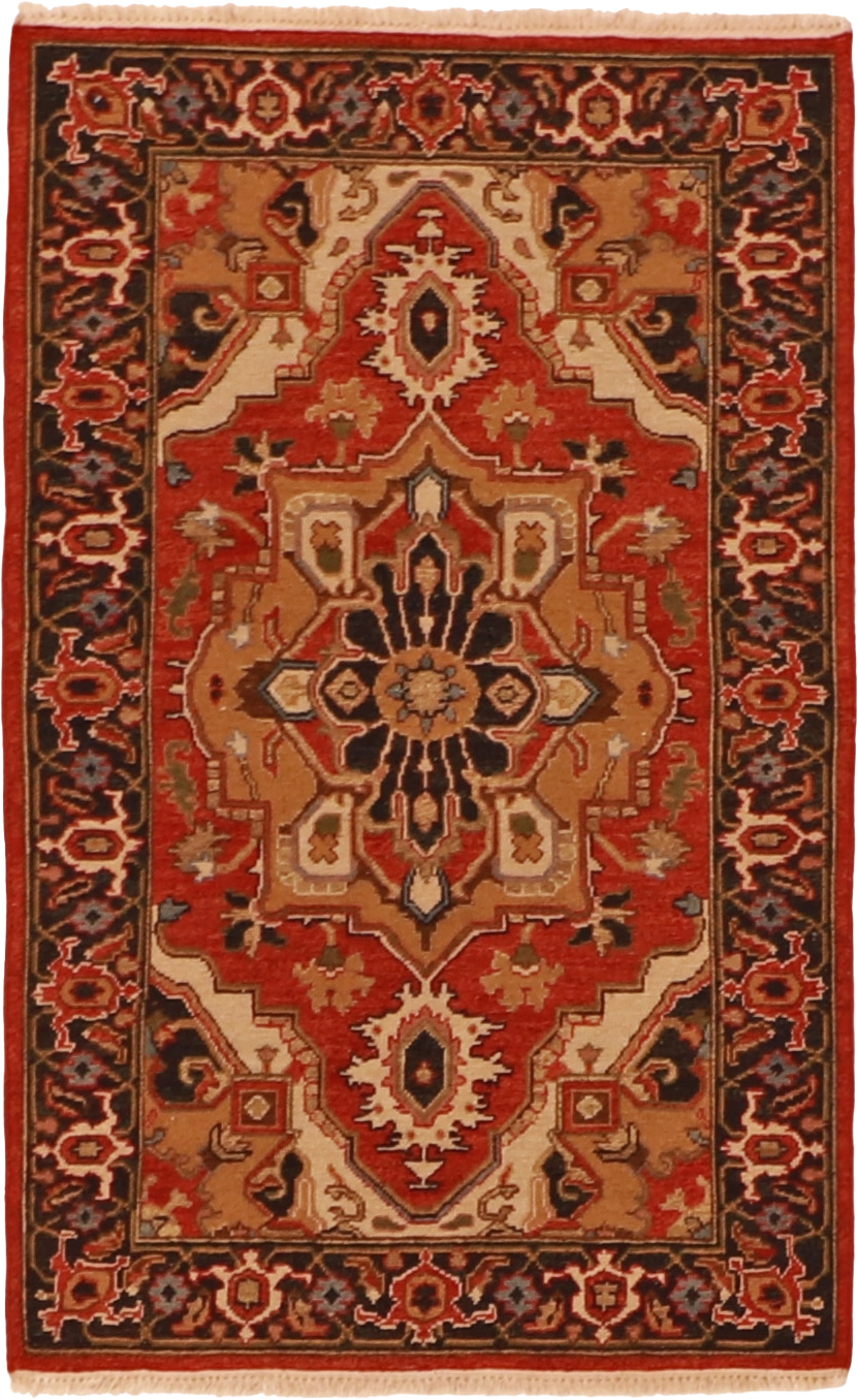 W 3.2 - L 5 Serapie Sumak 100% Wool Hand-Woven Rug - 58752