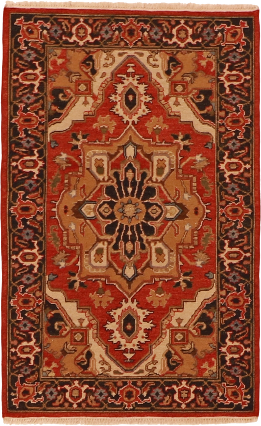 W 3.2 L 5 Serapie Sumak 100% Wool Hand-Woven Medallion Design - 58752