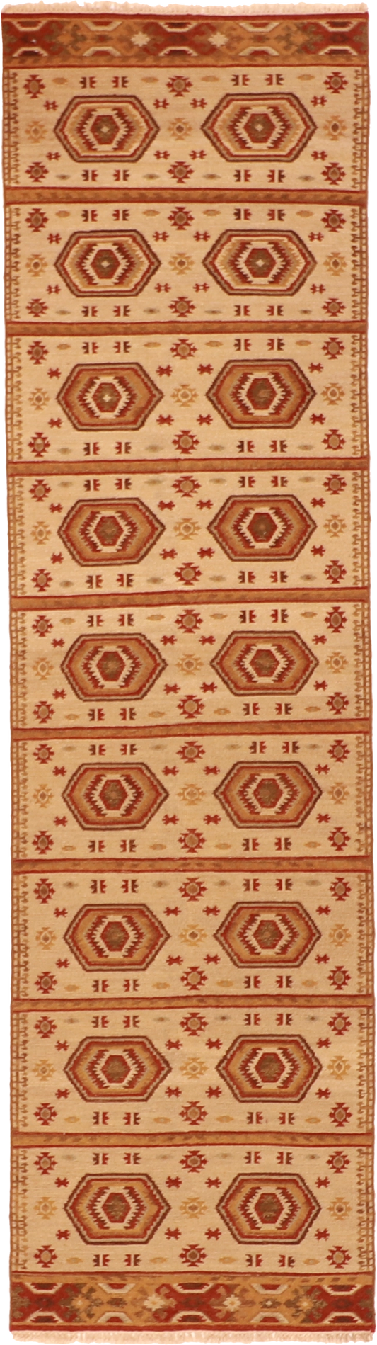 W 2.8 L 9.9 Karajeh Runner 100% Wool Geometric Design - 58758
