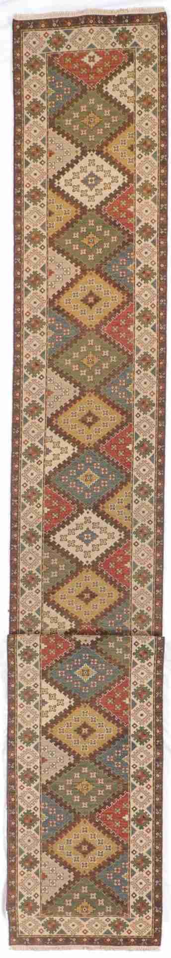 W 2.7 - L 24.9 - Bakhtiarie Fine/Wool Geometric Rectangle - Finest Hand-Knotted Quality Wool - 58763