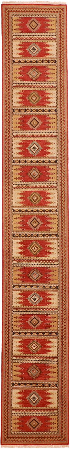W 2.5 L 15.4 Navajo Runner 100% Wool Hand-Woven All-Over Design - 58764