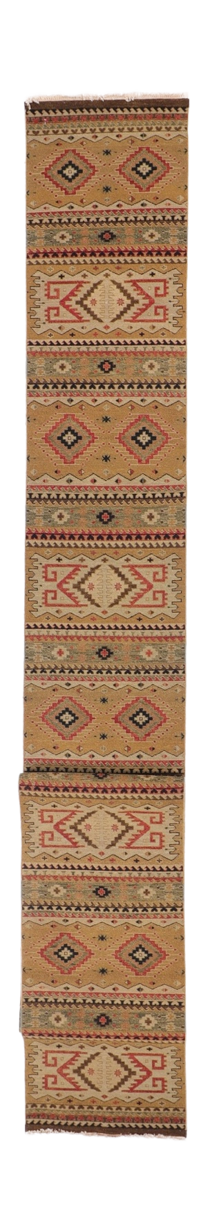 W 2.7 L 24.7 Shirvan 100% Wool Hand-Woven Geometric Design - 58771