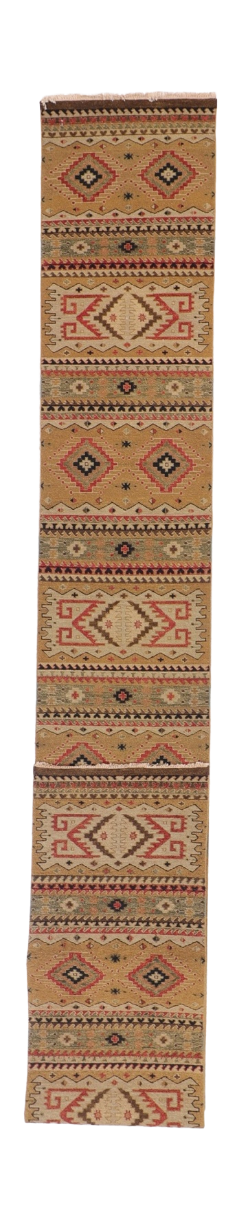 W 2.7 L 24.7 Shirvan 100% Wool Hand-Woven Geometric Design - 58771