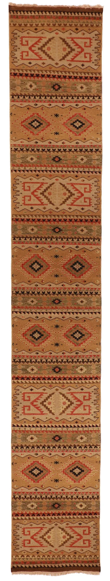 2.7 x 25.3 - Shirvan Fine/Wool Geometric Rectangle - Finest Hand-Knotted Quality Wool — 58772