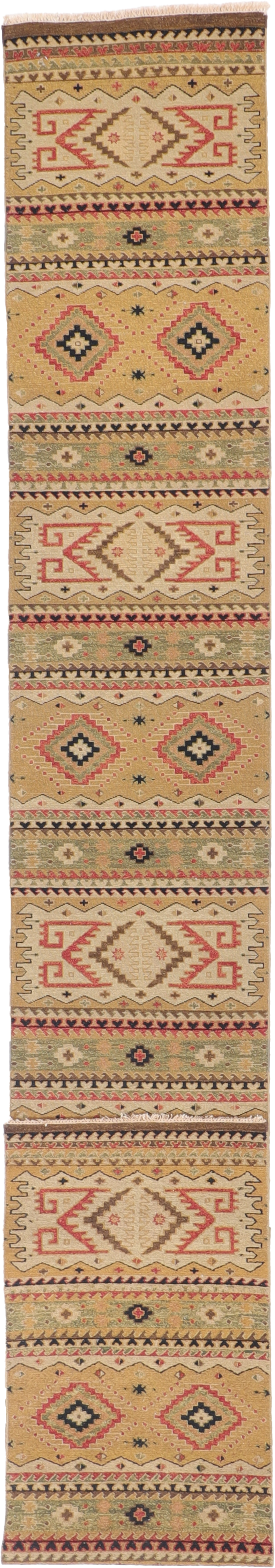 W 2.7 L 25.3 Shirvan 100% Wool Hand-Woven Geometric Design - 58772