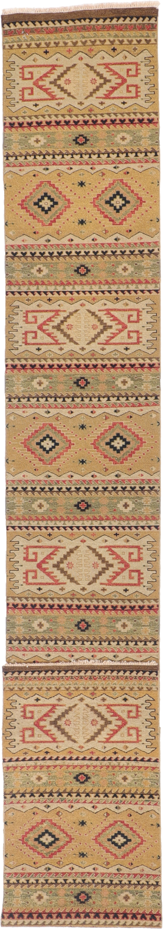 W 2.7 L 25.3 Shirvan 100% Wool Hand-Woven Geometric Design - 58772