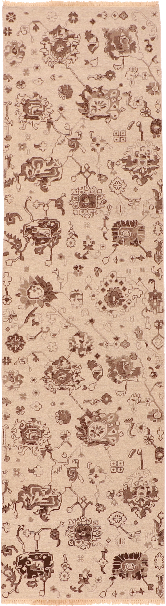 W 2.8 L 9.10 Mahal Runner 100% Wool Hand-Woven All-Over Design - 58780