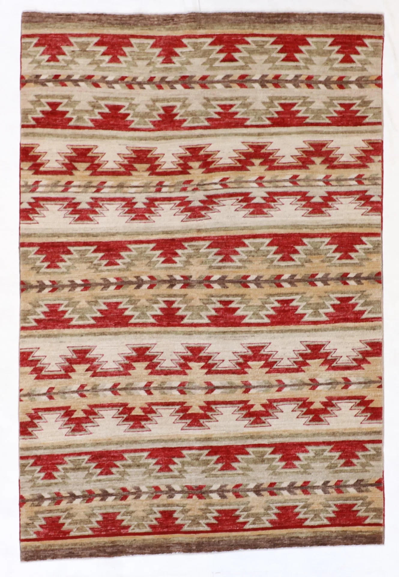 W 4.11 L 7.3 Mountain Modern 100% Wool Hand-Woven Geometric Design - 58795