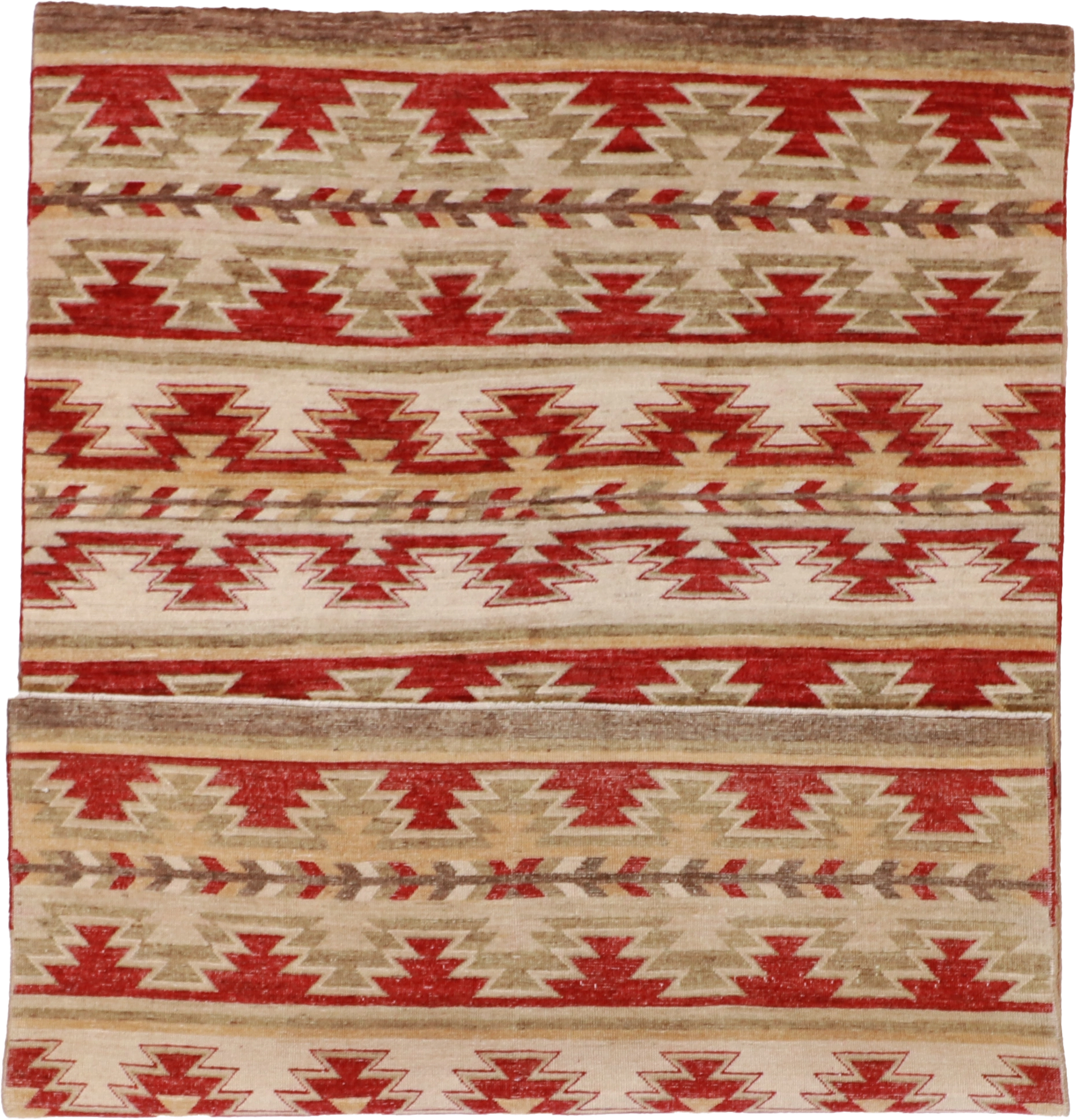 W 4.11 L 7.3 Mountain Modern 100% Wool Hand-Woven Geometric Design - 58795