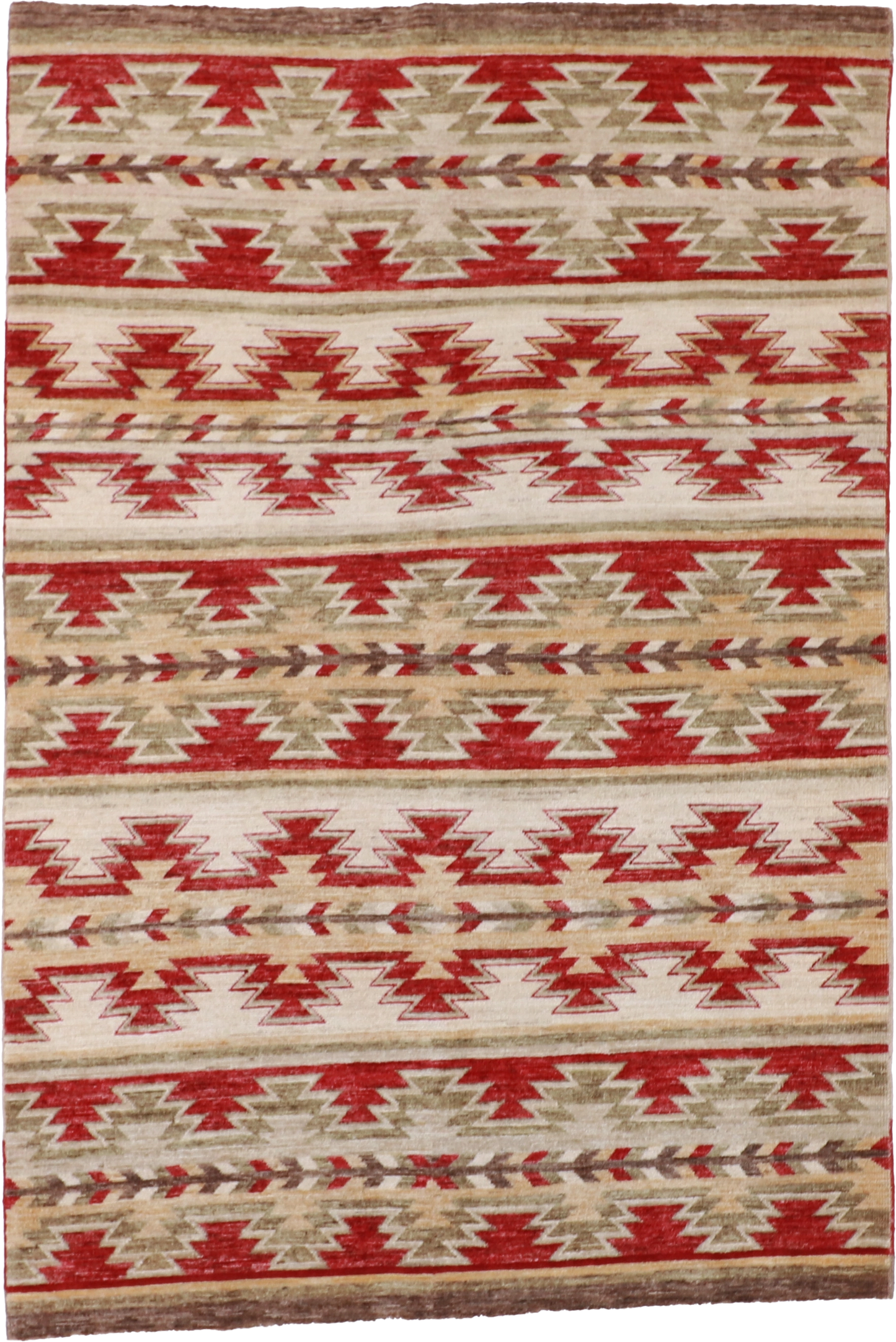 W 4.11 L 7.3 Mountain Modern 100% Wool Hand-Woven Geometric Design - 58795