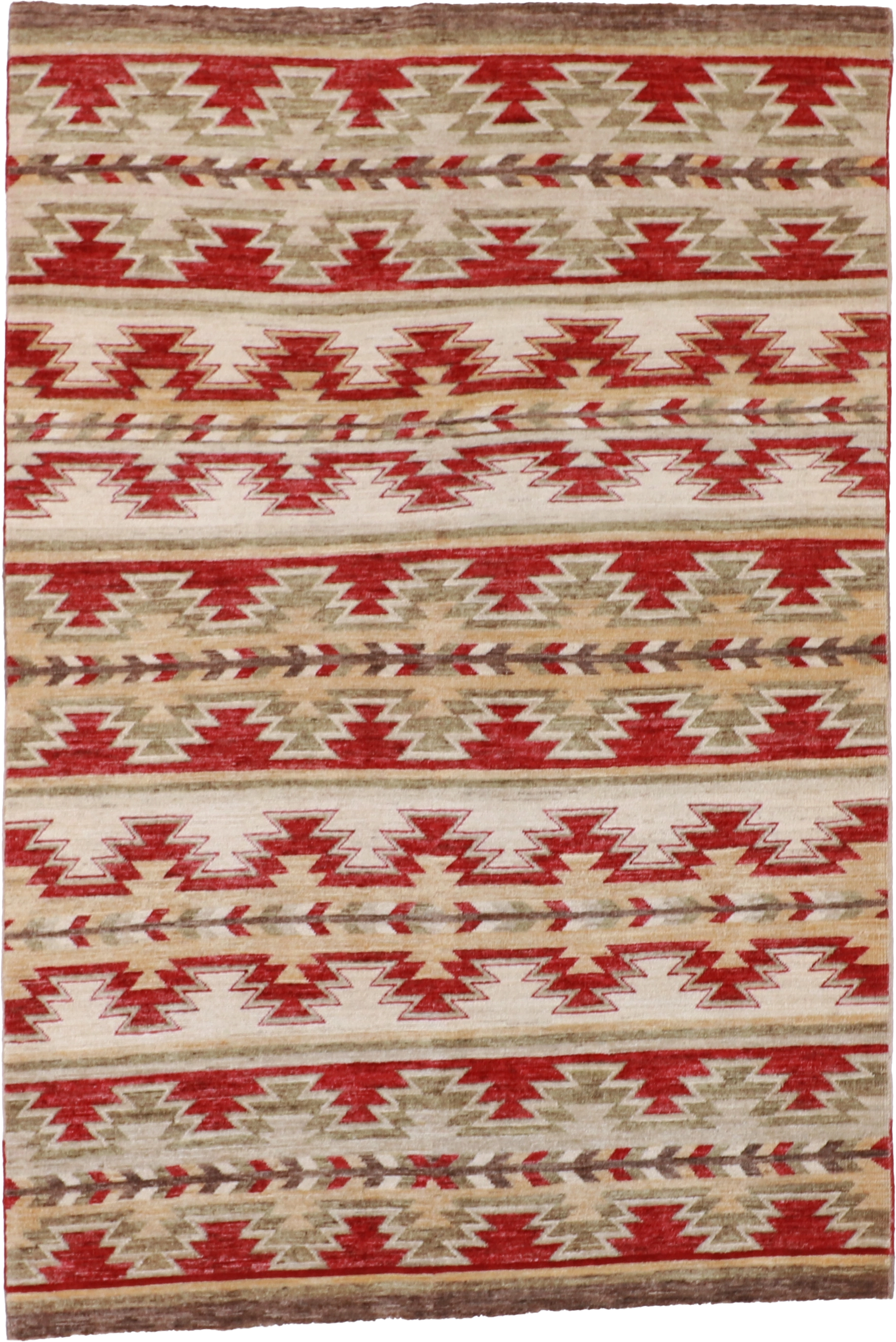W 4.11 L 7.3 Mountain Modern 100% Wool Hand-Woven Geometric Design - 58795