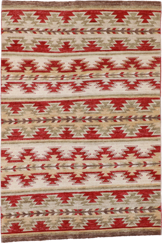 W 4.11 L 7.3 Mountain Modern 100% Wool Hand-Woven Geometric Design - 58795